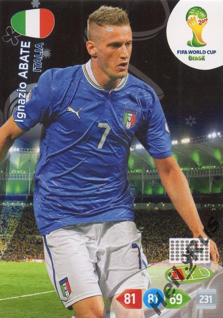 Футбол. Карточка Ignazio Abate/Иньяцио Абате (Италия) Чемпионат Мира 2014 Panini