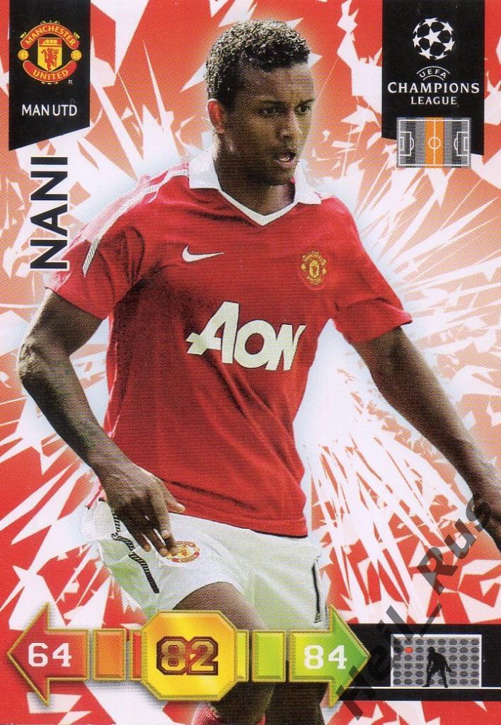 Футбол. Карточка Nani/Нани (Манчестер Юнайтед) Лига Чемпионов 2010-11 Panini