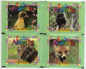 Наклейки. 4 запечатанных пакетика Panini Baby animals/Панини Дети животных