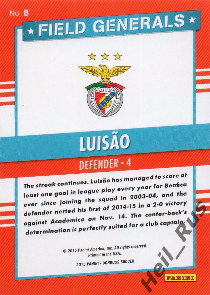 Футбол. Карточка Luisao/Луизао (Benfica/Бенфика) Panini/Панини 2015 1