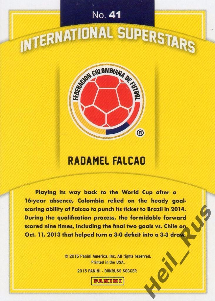 Футбол. Карточка Radamel Falcao/Радамель Фалькао (Колумбия) Panini/Панини 2015 1