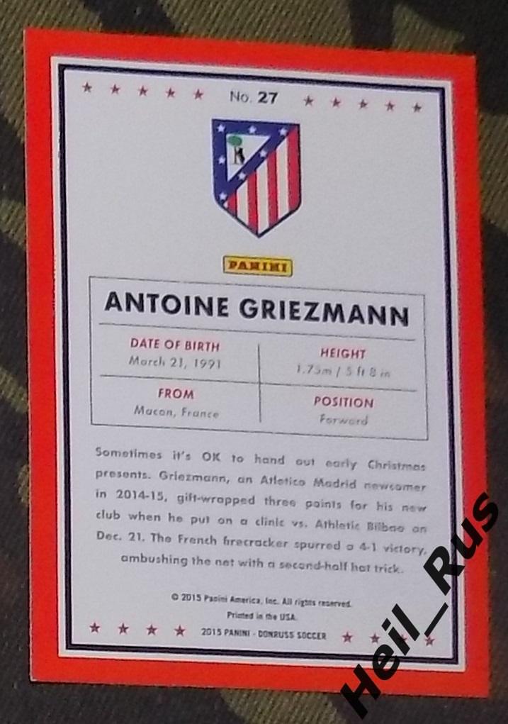 Футбол. Карточка Antoine Griezmann/Антуан Гризманн (Атлетико Мадрид) Panini 2015 1