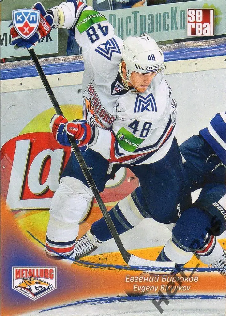 Хоккей. Карточка Евгений Бирюков (Металлург Магнитогорск) КХЛ/KHL 2013/14 SeReal