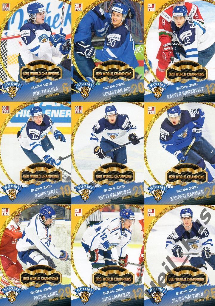 Хоккей. Молодежная Сборная Финляндия 2016, полный комплект 25 карточек, SeReal 2
