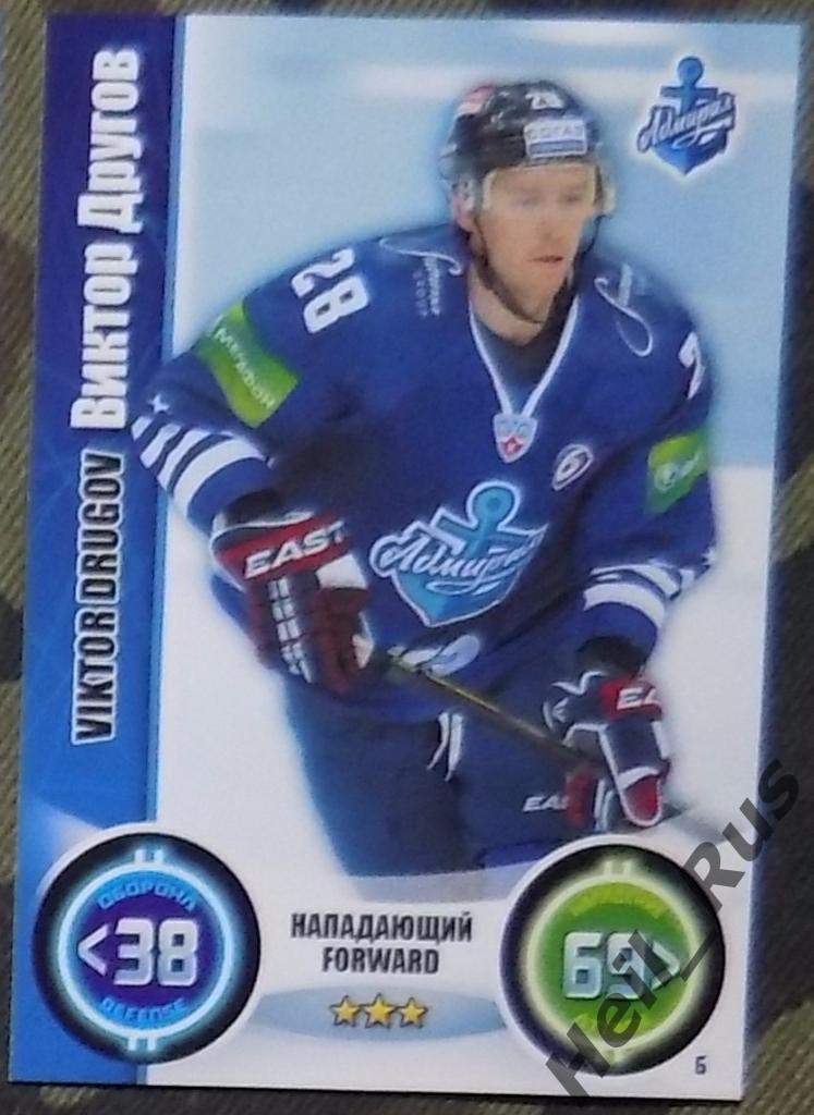 Хоккей. Карточка Виктор Другов (Адмирал Владивосток) КХЛ/KHL сезон 2013/14 TOPPS