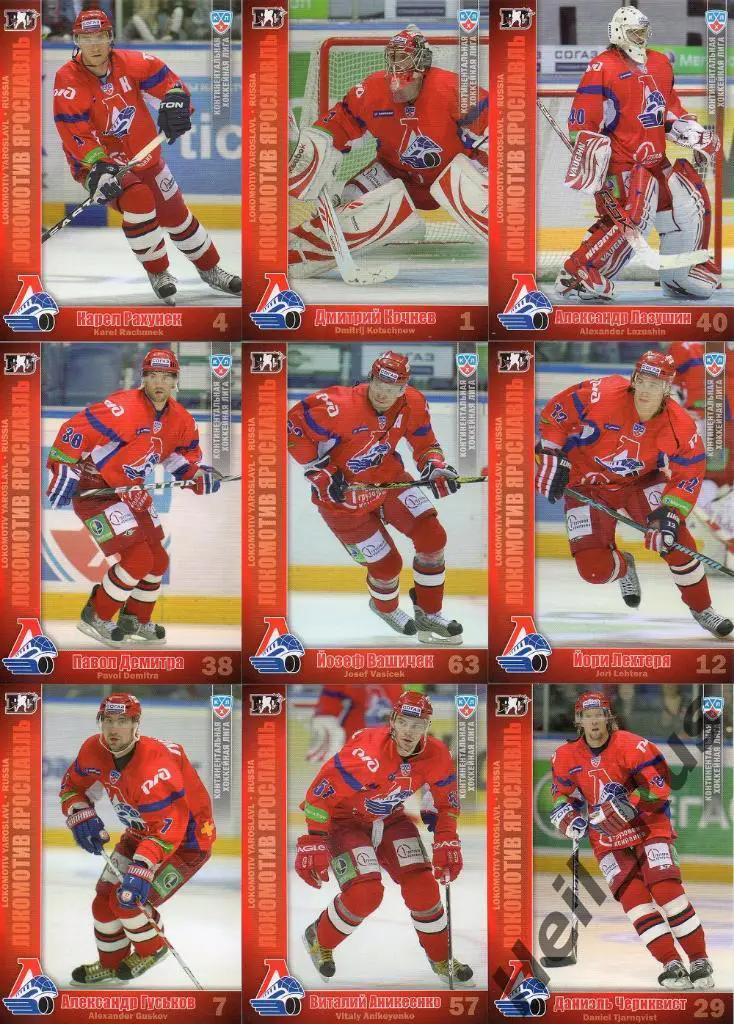 Хоккей. Локомотив Ярославль 23 карточки 2010/11 SeReal КХЛ/KHL (Рахунек и др.)