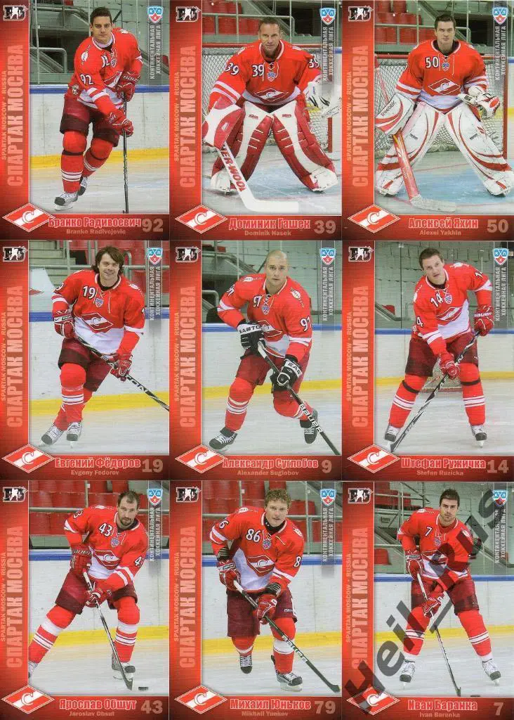 Хоккей. Спартак Москва 27 карточек 2010/11 SeReal КХЛ (Радивоевич, Гашек и др)