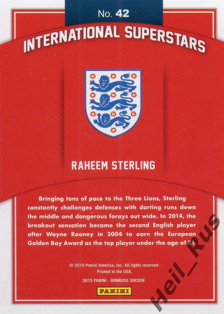 Футбол. Карточка Raheem Sterling/Рахим Стерлинг (Англия, Манчестер) Panini 2015 1