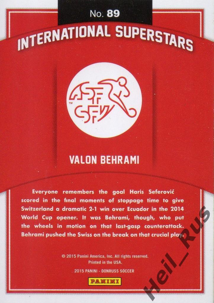 Футбол. Карточка Valon Behrami/Валон Бехрами (Швейцария) Panini/Панини 2015 1