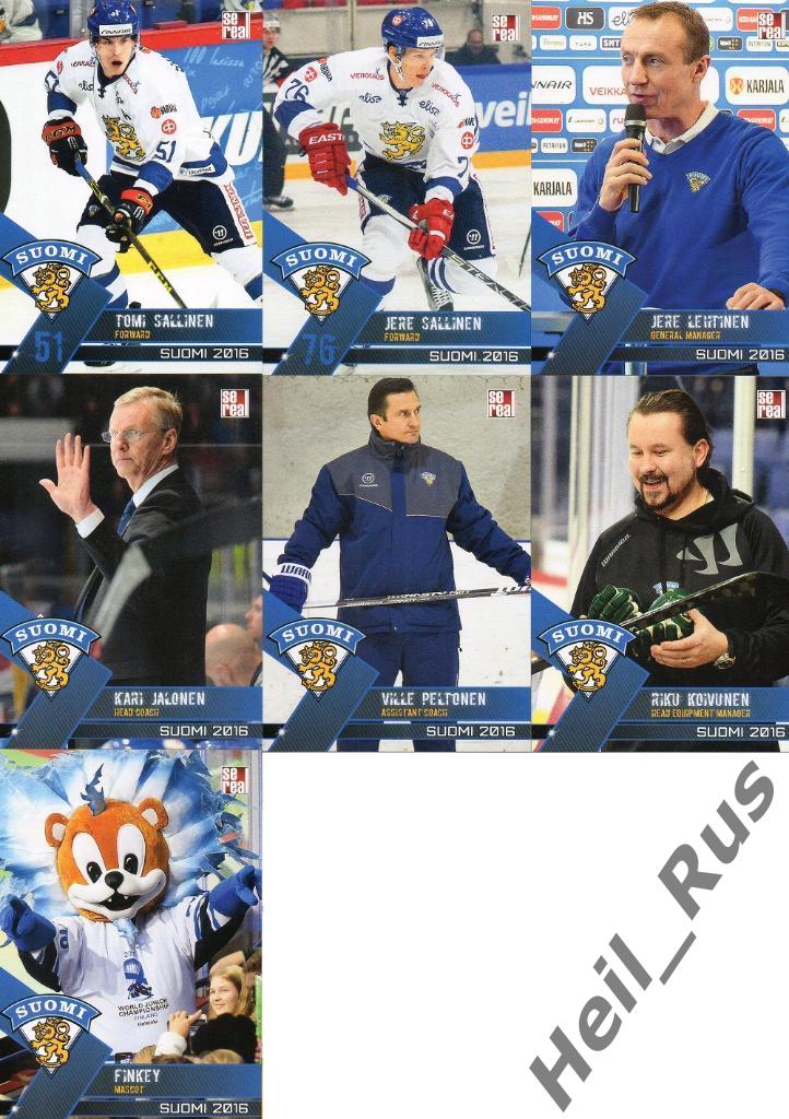 Хоккей. Сборная Финляндия 2016 (Suomi), полный комплект 25 карточек, КХЛ SeReal 4
