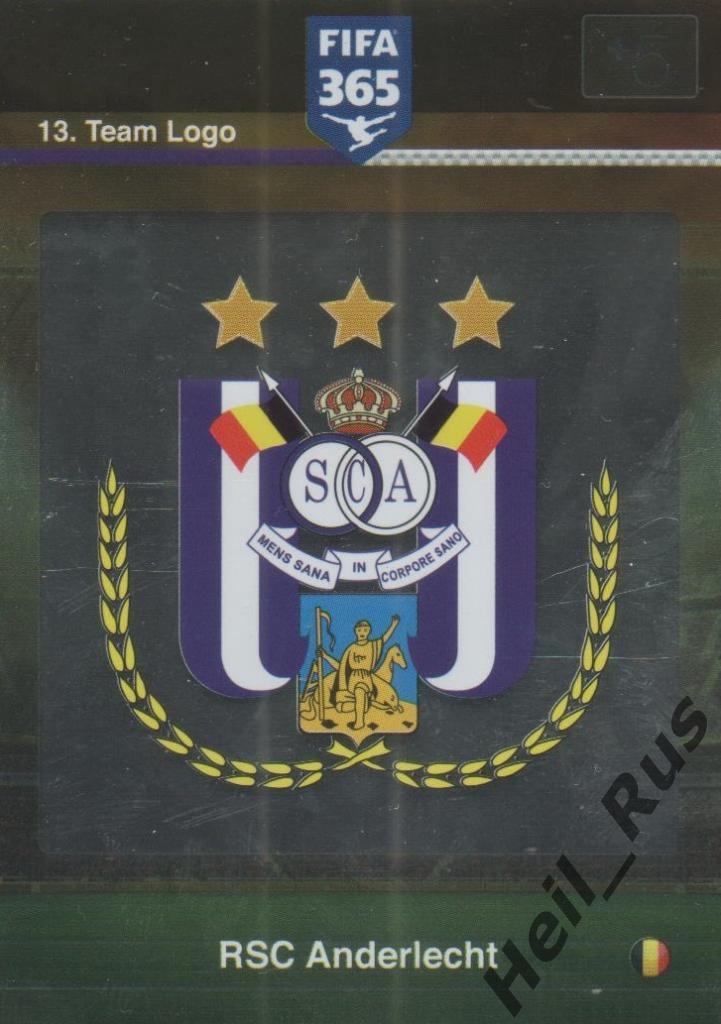 Футбол. Карточка Логотип RSC Anderlecht / Андерлехт, Panini/Панини 2015-16