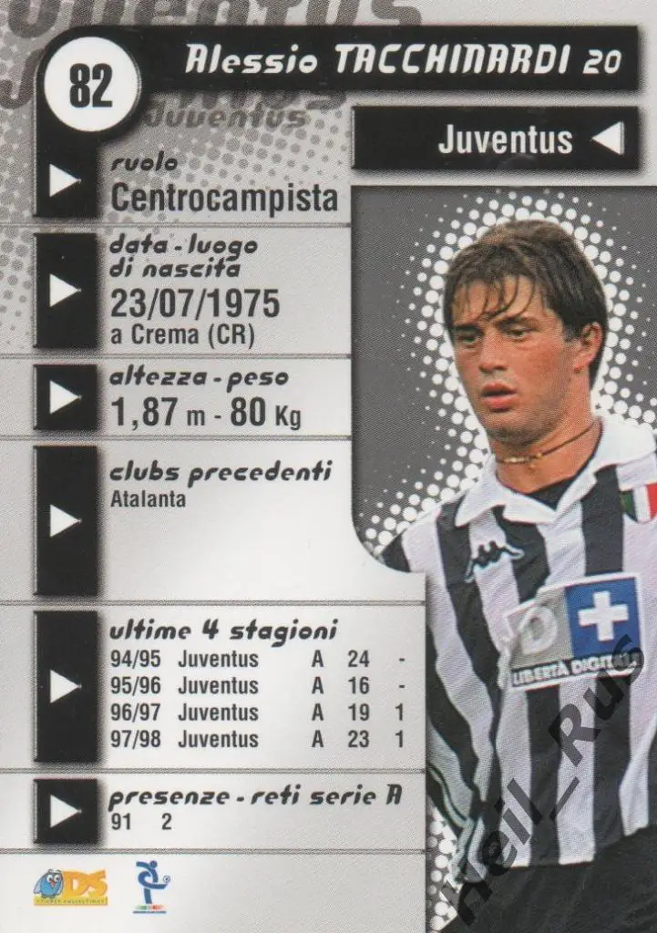 Футбол. Карточка Alessio Tacchinardi/Алессио Таккинарди (Juventus/Ювентус) 98-99 1