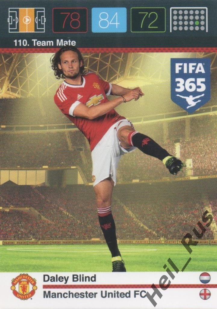 Футбол Карточка Daley Blind/Дейли Блинд (Манчестер Юнайтед, Аякс) Panini 2015-16