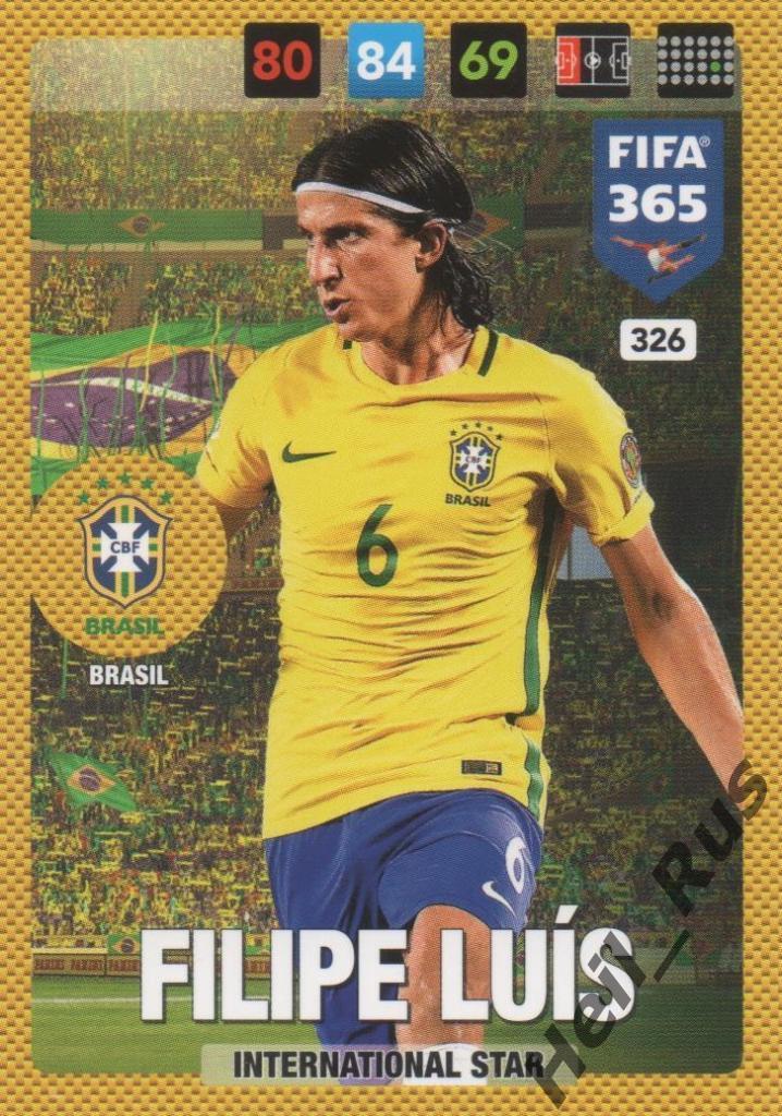 Футбол. Карточка Filipe Luis/Филипе Луис (Бразилия, Атлетико Мадрид) Panini 2017