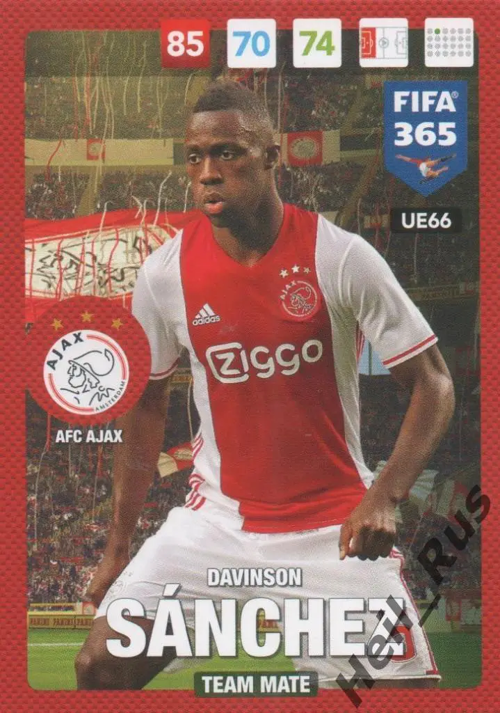 Футбол. Карточка Davinson Sanchez/Давинсон Санчес (Аякс, Тоттенхэм) Panini 2017