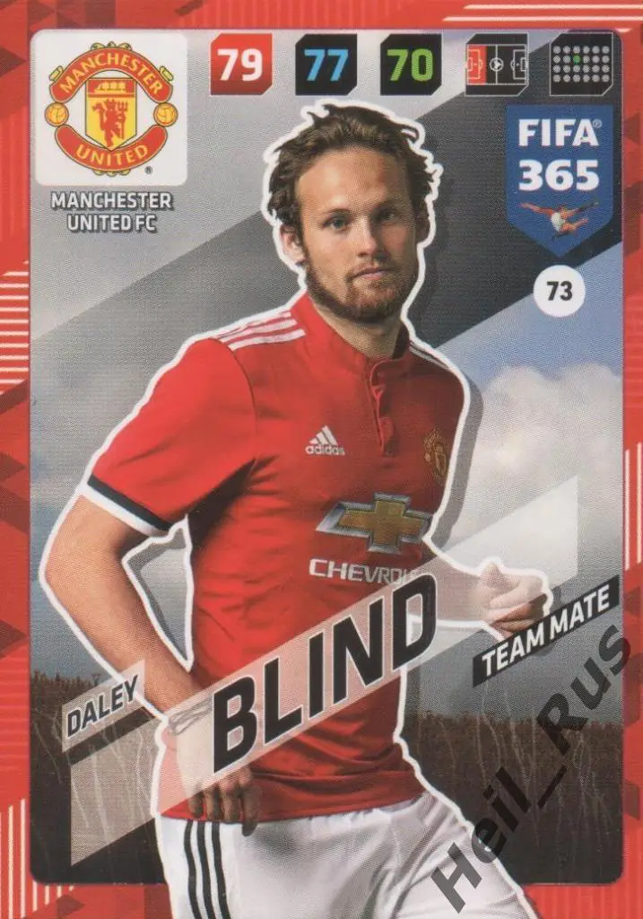 Футбол Карточка Daley Blind/Дейли Блинд (Манчестер Юнайтед, Аякс) Panini 2017-18