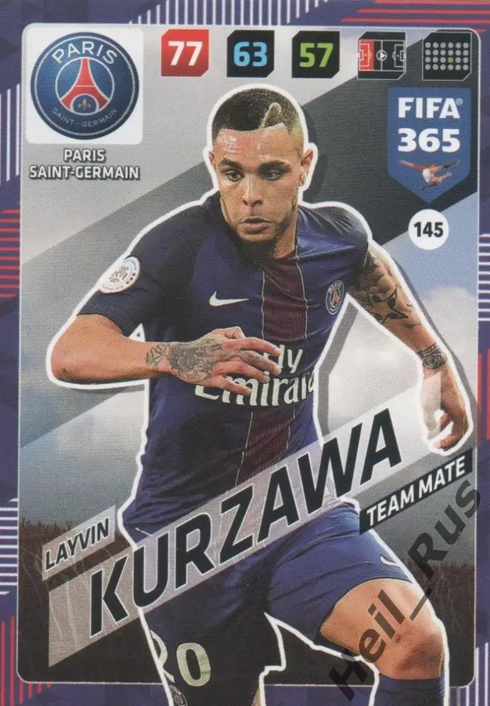 Футбол. Карточка Layvin Kurzawa / Левен Кюрзава (Пари Сен-Жермен) Panini 2017-18