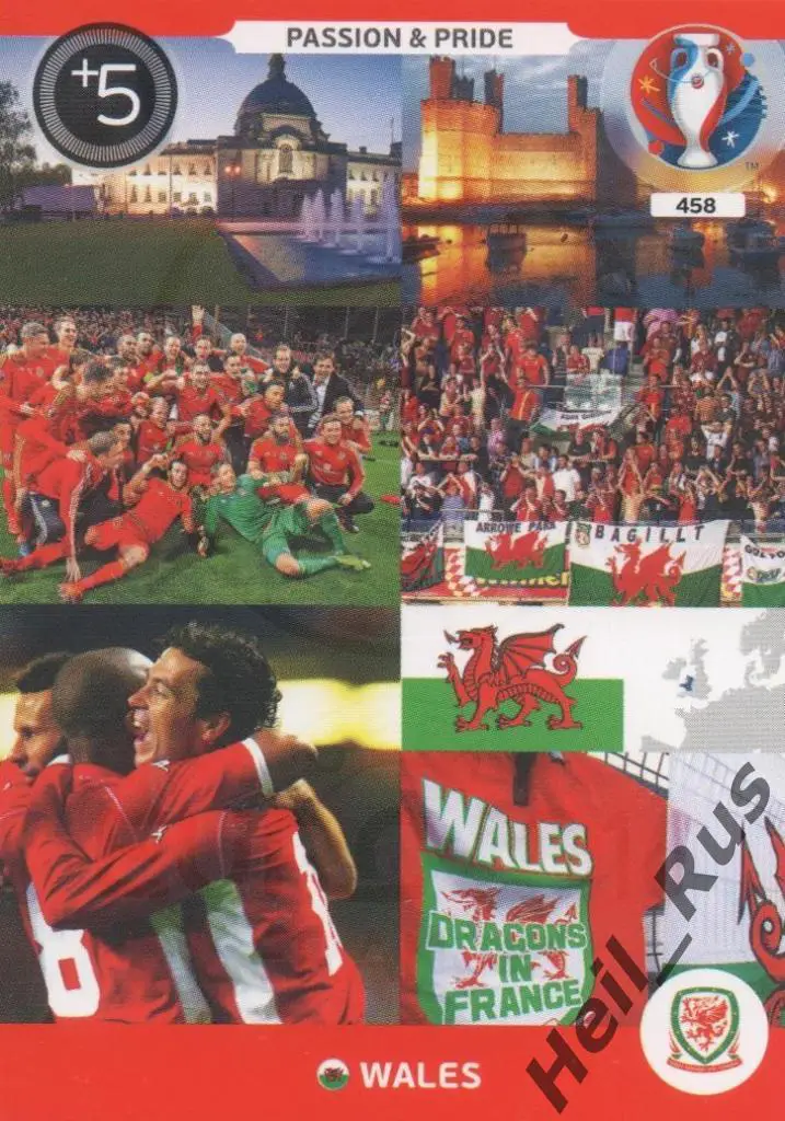Футбол. Карточка Уэльс / Wales, Euro / Евро 2016 Panini / Панини