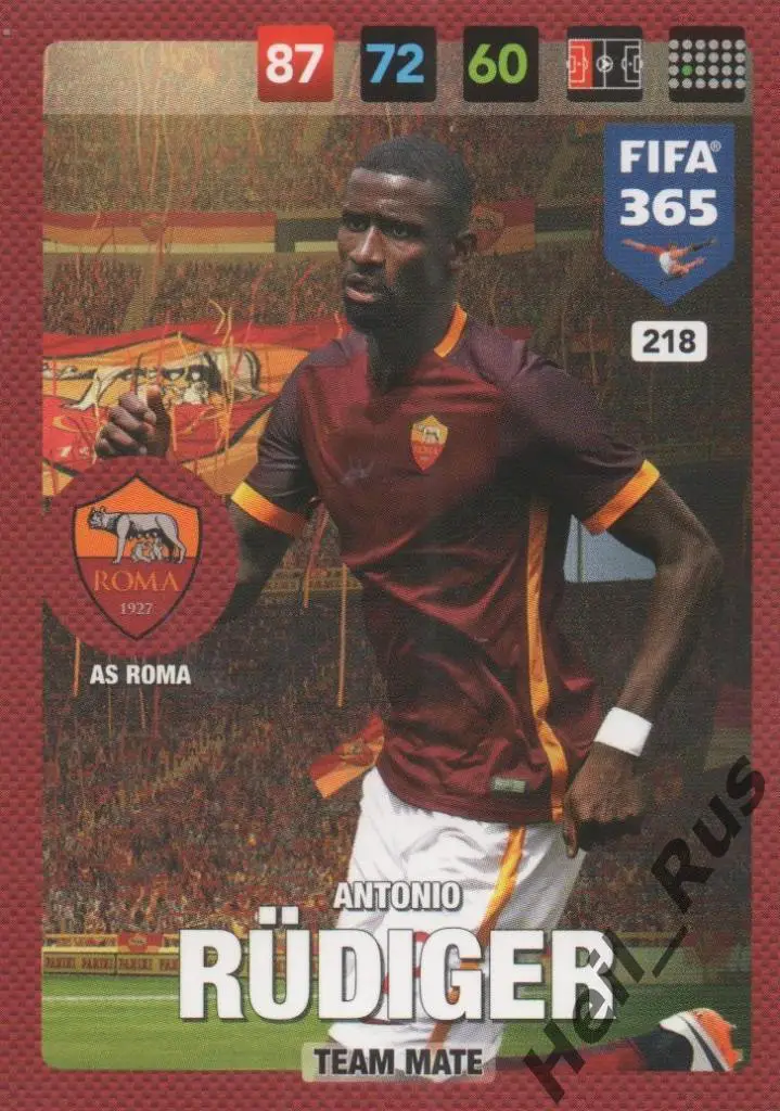 Футбол Карточка Antonio Rudiger/Антонио Рюдигер (Рома, Челси) Panini/Панини 2017