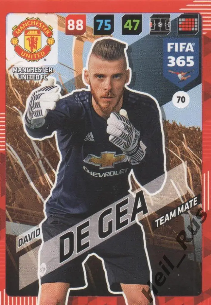 Футбол. Карточка David de Gea/Давид де Хеа (Манчестер Юнайтед, Атлетико) Panini
