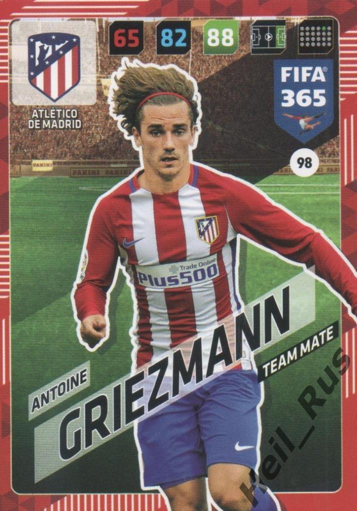 Футбол. Карточка Antoine Griezmann/Антуан Гризманн (Атлетико Мадрид) Panini 2018