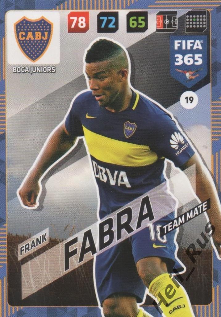 Футбол. Карточка Frank Fabra / Франк Фабра (Boca Juniors / Бока Хуниорс) Panini