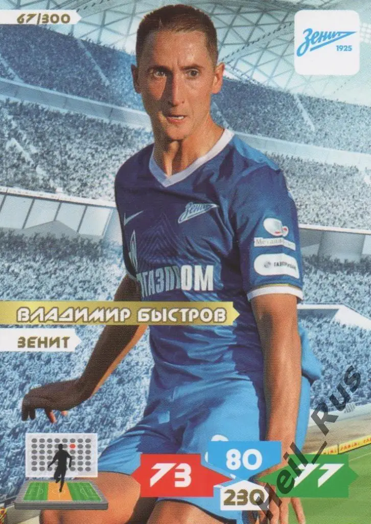 Футбол. Карточка Владимир Быстров (Зенит Санкт-Петербург, Спартак) Panini РФПЛ