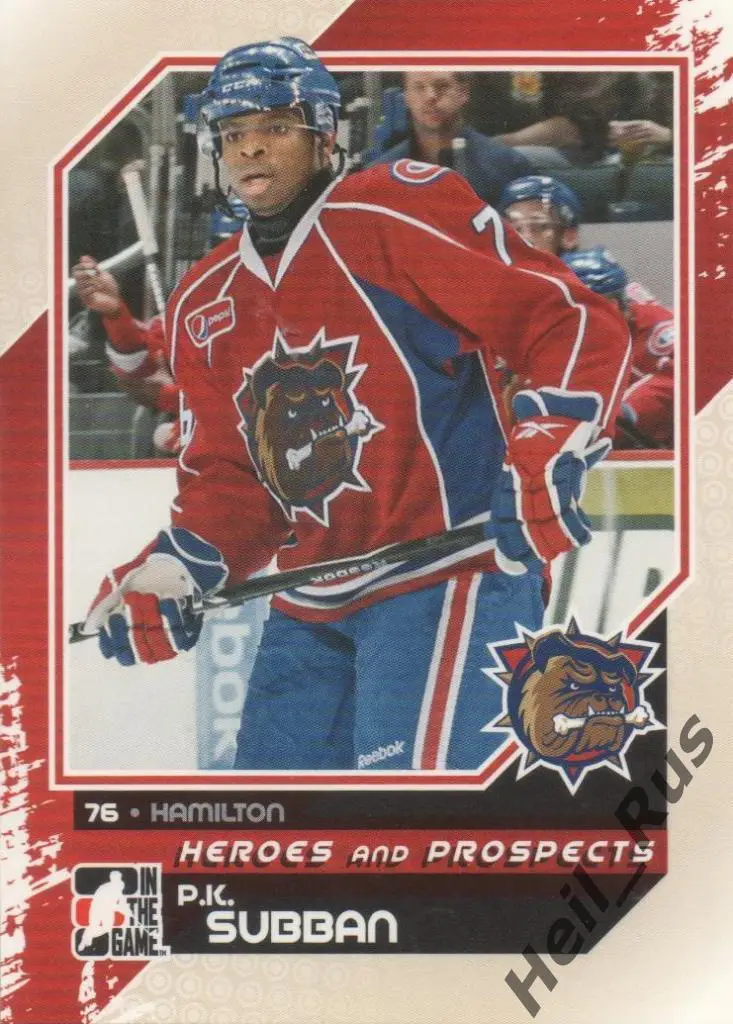 Хоккей. Карточка Subban/Пи-Кей Суббан (Hamilton Bulldogs, Монреаль) AHL, NHL/НХЛ