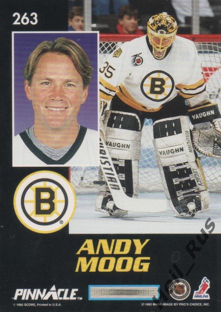 Хоккей. Карточка маска Andy Moog/Энди Муг (Boston Bruins/Бостон Брюинз) НХЛ/NHL 1