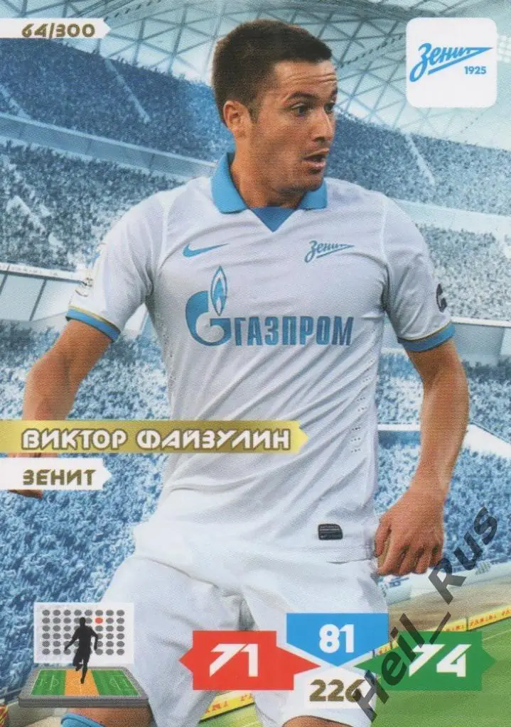 Футбол. Карточка Виктор Файзулин (Зенит Санкт-Петербург) Panini РФПЛ 2013-14