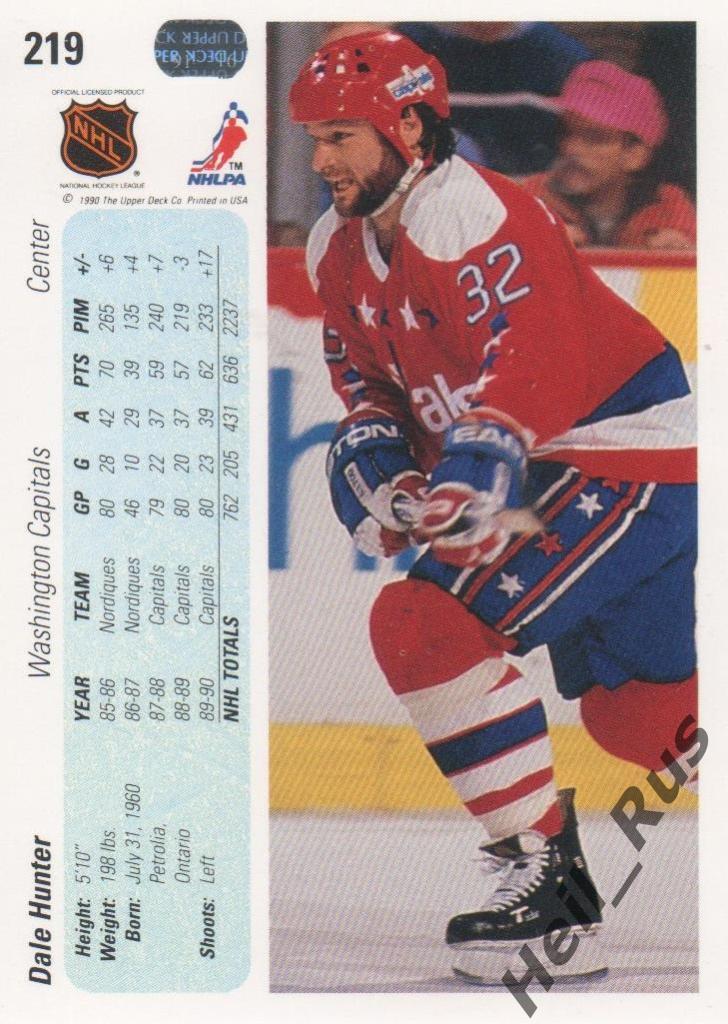 Хоккей Карточка Dale Hunter/Дэйл Хантер (Washington Capitals/Вашингтон) НХЛ/NHL 1