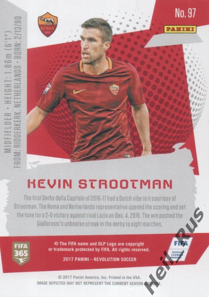 Футбол Карточка Kevin Strootman/Кевин Стротман (AS Roma/Рома) Panini/Панини 2017 1