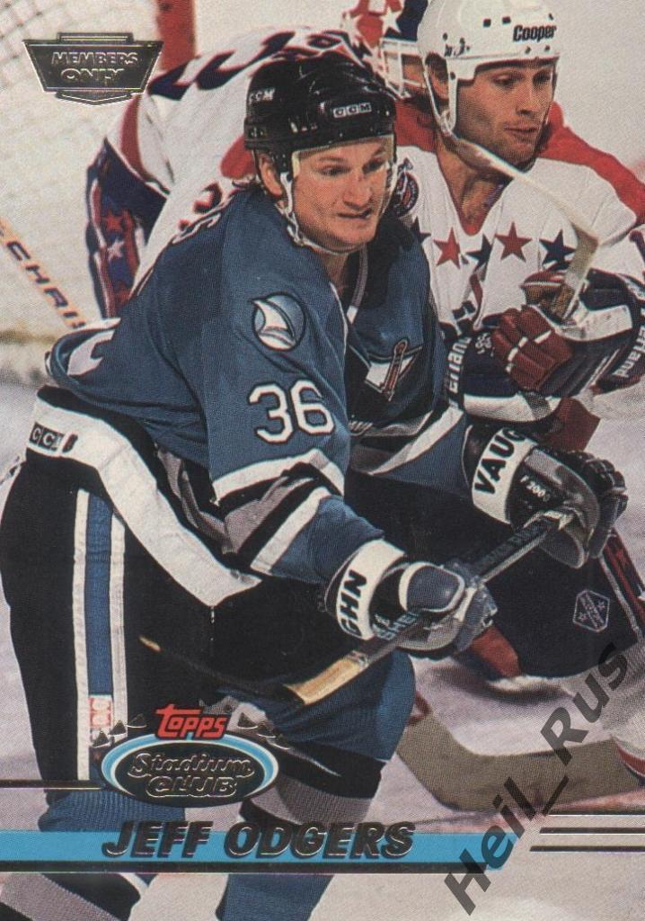 Хоккей. Карточка Jeff Odgers/Джефф Оджерс San Jose Sharks/Сан-Хосе Шаркс НХЛ/NHL