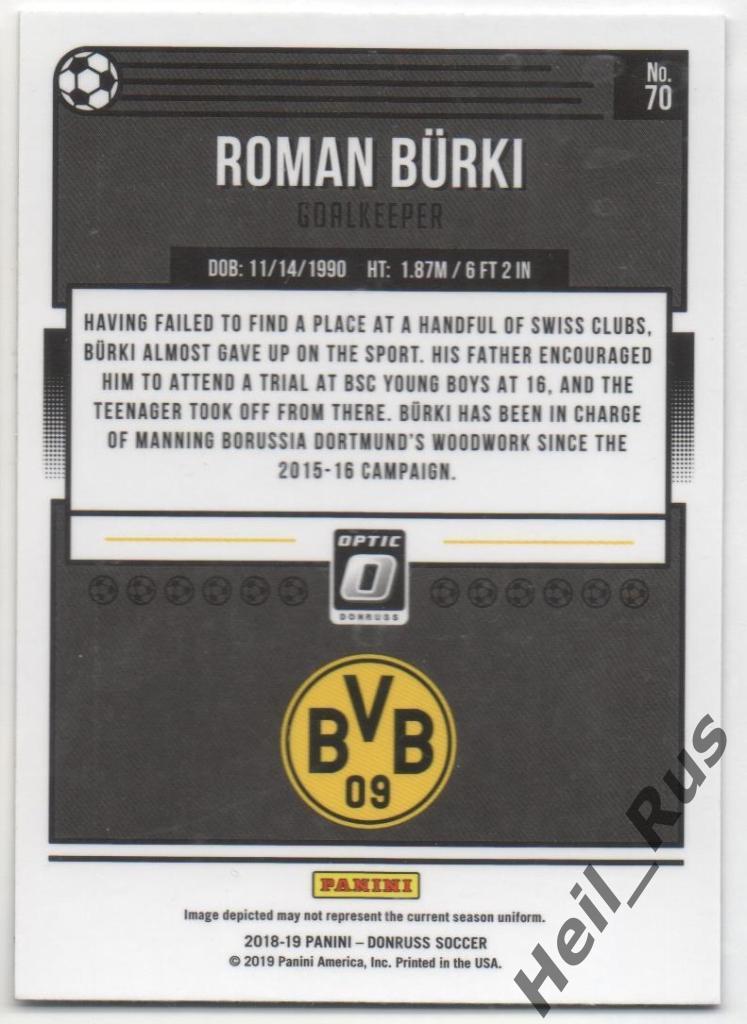 Футбол. Карточка Roman Burki / Роман Бюрки (Боруссия Дортмунд) Panini 2018-19 1