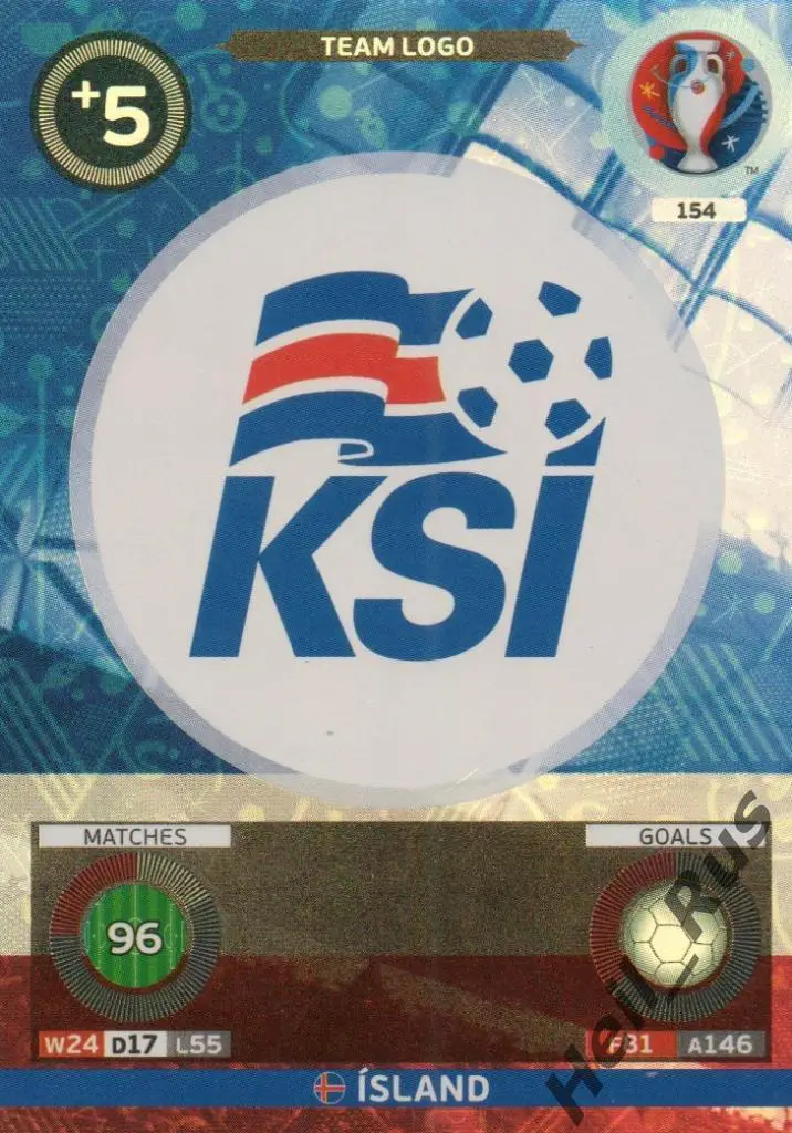 Футбол. Карточка Team Logo Island/Логотип Исландия Euro/Евро 2016 Panini/Панини