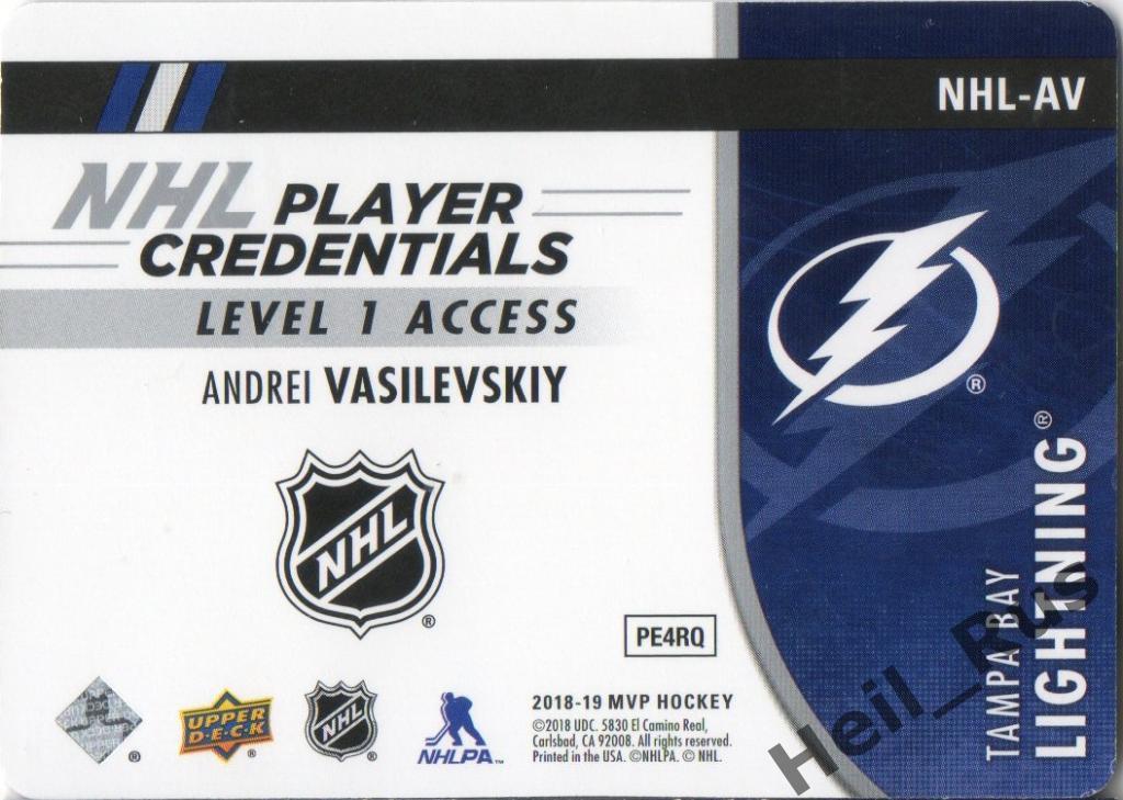 Хоккей Карточка Андрей Василевский (Tampa Bay Lightning, Салават Юлаев) НХЛ/КХЛ 1