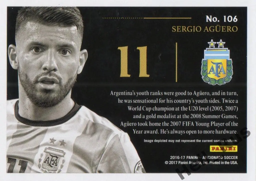 Футбол. Карточка Sergio Aguero/Серхио Агуэро (Аргентина, Манчестер Сити) Panini 1