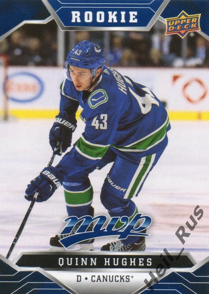 Хоккей. Карточка Quinn Hughes/Куинн Хьюз (Vancouver Canucks / Ванкувер) НХЛ/NHL