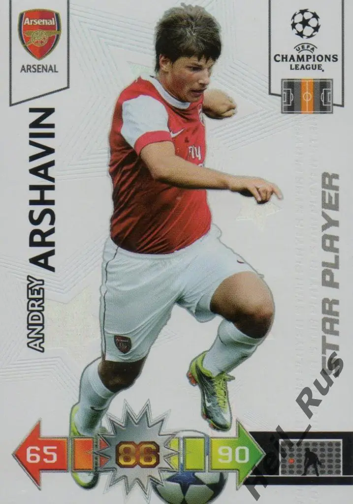 Футбол. Карточка Андрей Аршавин (Арсенал, Зенит) Panini Лига Чемпионов 2010-11