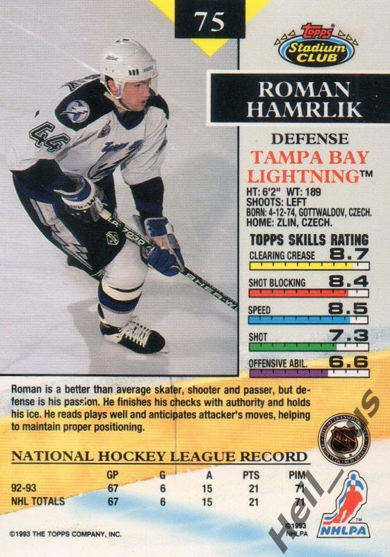 Хоккей. Карточка Roman Hamrlik / Роман Гамрлик (Tampa Bay Lightning) НХЛ/NHL 1