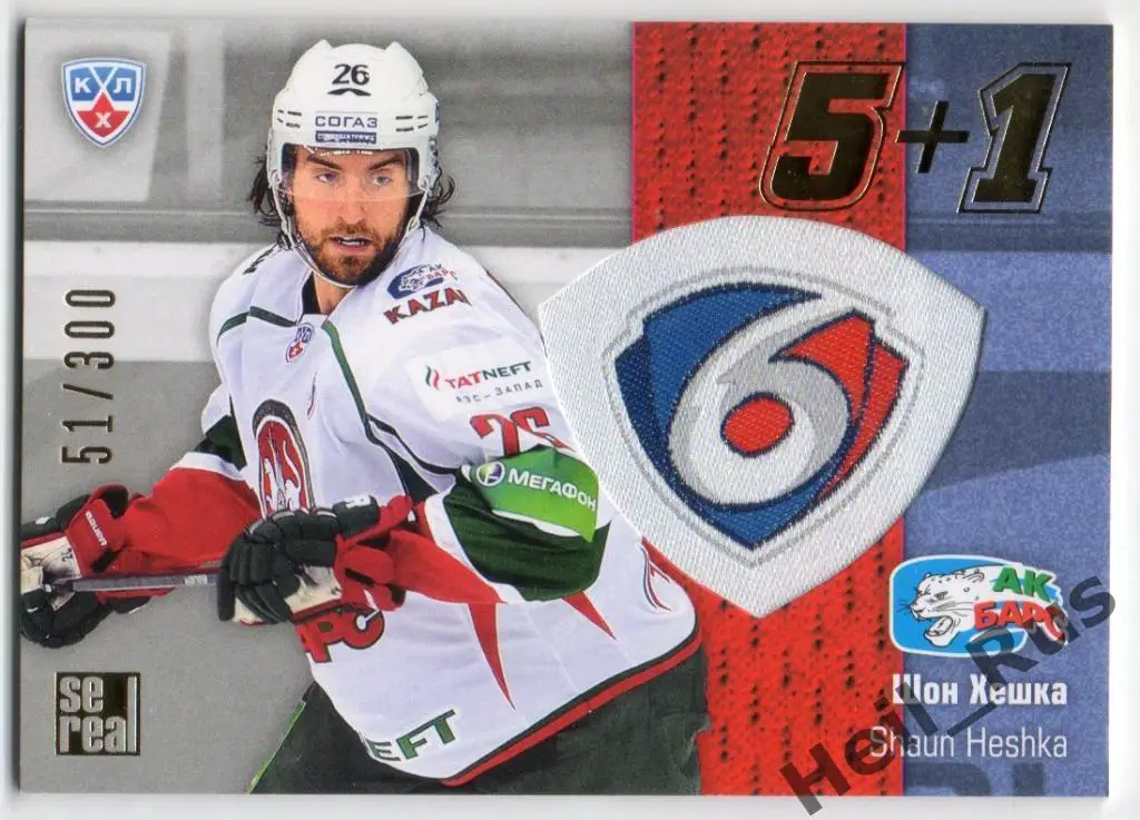 Хоккей. Карточка Шон Хешка (Ак Барс Казань) КХЛ / KHL сезон 2013/14 SeReal