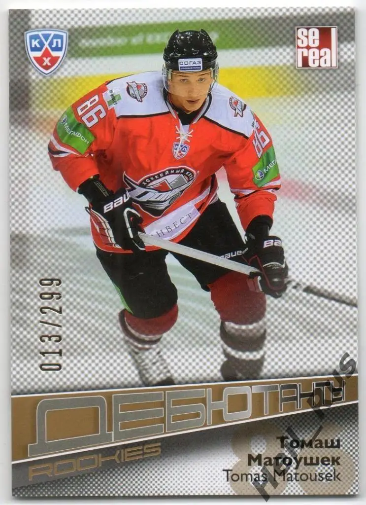 Хоккей. Карточка Томаш Матоушек (Донбасс Донецк) КХЛ/KHL сезон 2012/13 SeReal