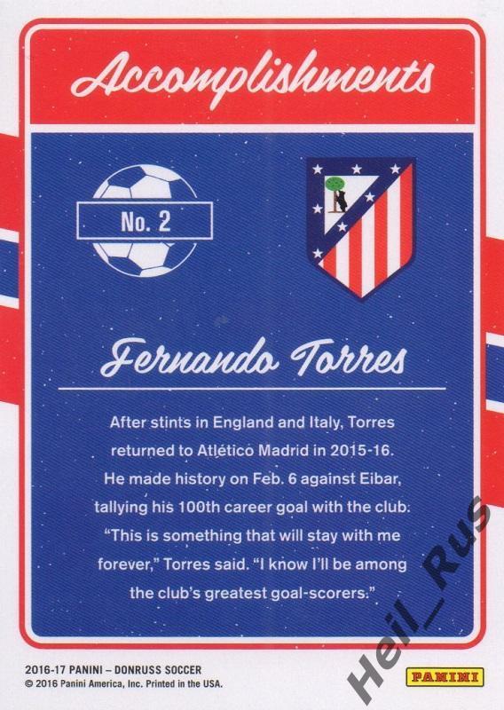 Футбол Карточка Fernando Torres/Фернандо Торрес (Атлетико Мадрид) Panini 2016-17 1