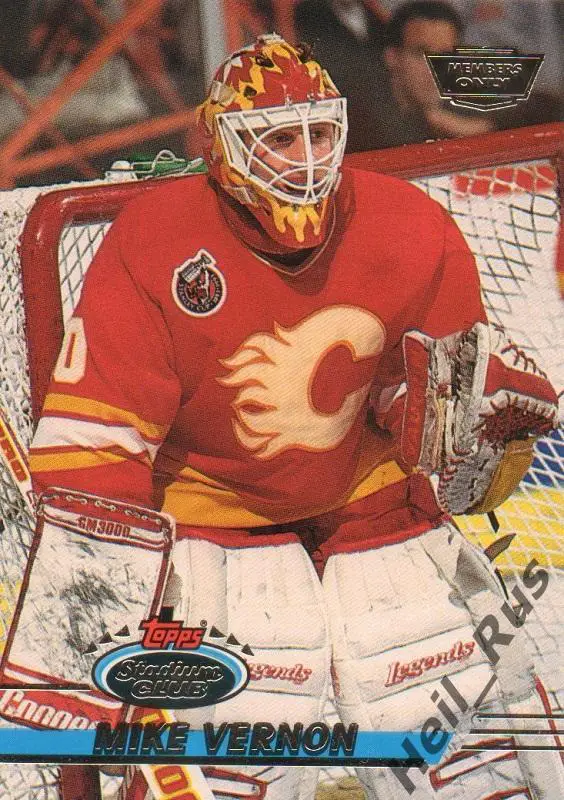 Хоккей; Карточка Mike Vernon/Майк Вернон (Calgary Flames/Калгари Флэймз) НХЛ/NHL