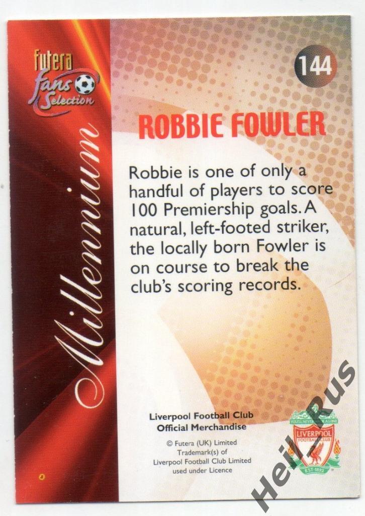 Футбол. Карточка Robbie Fowler / Робби Фаулер (Liverpool/Ливерпуль) FUTERA 2000 1