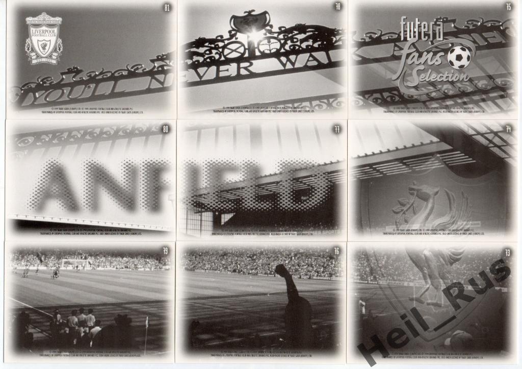 Футбол. Liverpool / Ливерпуль комплект из 9 карточек FUTERA 1999 1