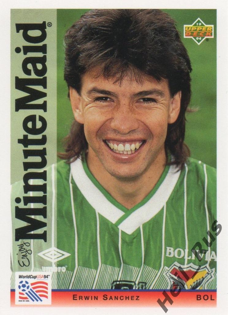 Футбол Карточка Erwin Sanchez/Эрвин Санчес Боливия World Cup/Чемпионат Мира 1994