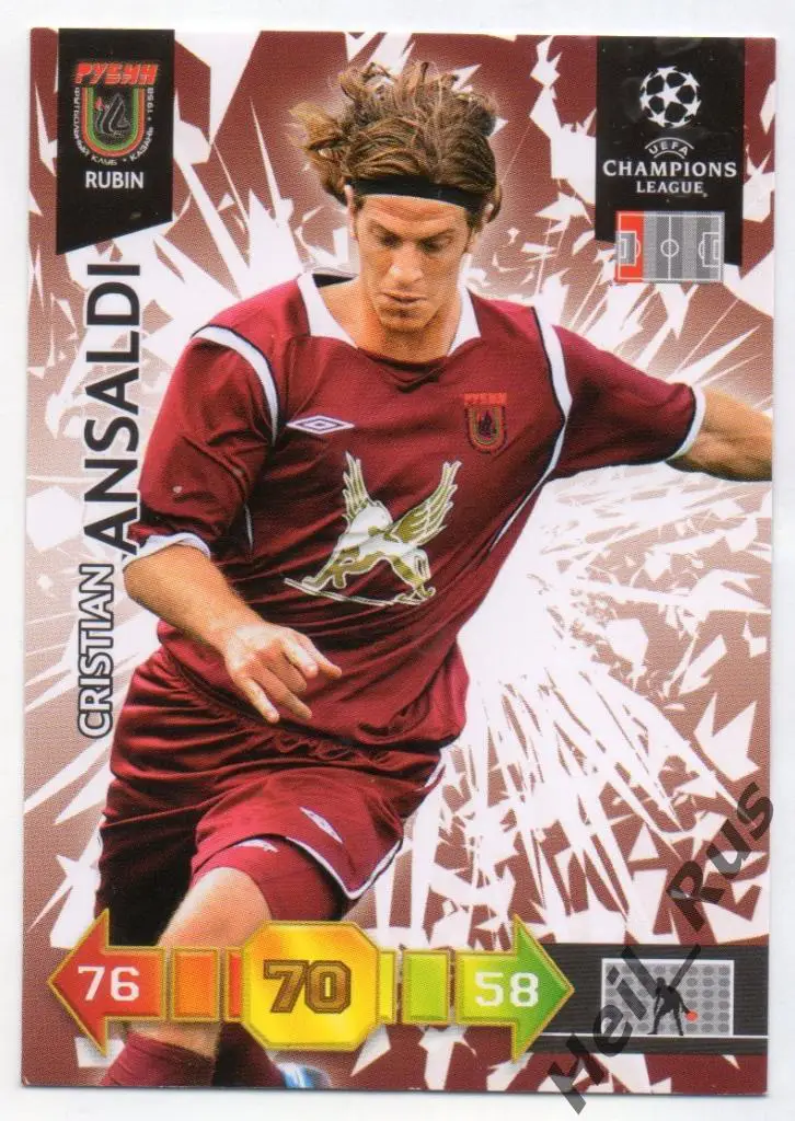 Футбол. Карточка Кристиан Ансальди (Рубин Казань, Зенит) Лига Чемпионов 2010-11