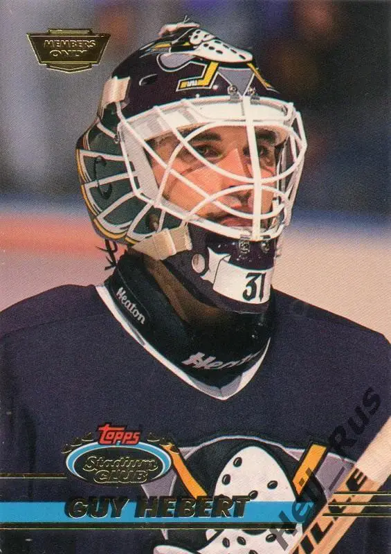 Хоккей. Карточка Guy Hebert/Ги Эбер (Mighty Ducks of Anaheim / Анахайм) НХЛ/NHL