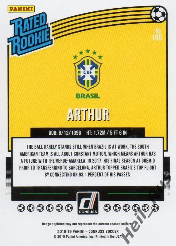 Футбол Карточка Arthur/Артур (Бразилия, Барселона, Гремио) Panini/Панини 2018-19 1